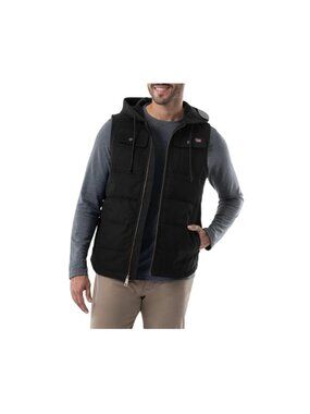 Wrangler Black Canvas Hoodie Puffer Lined Vest